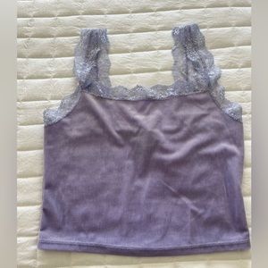Forever 21 Lavender Velvet Lace Tank Top Small